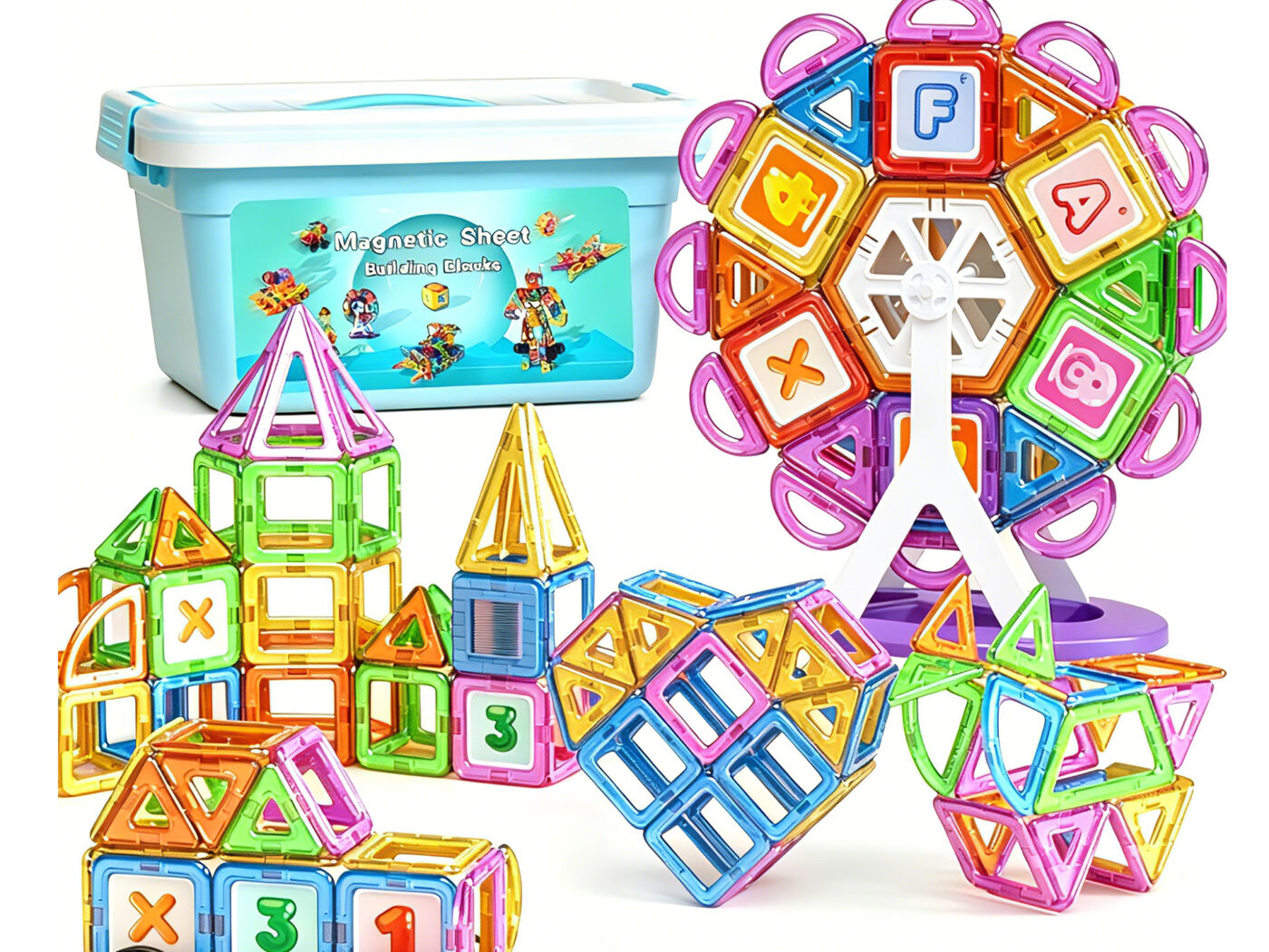 258 Pieces Creative Magnetic Construction Tiles for Toy Distributors