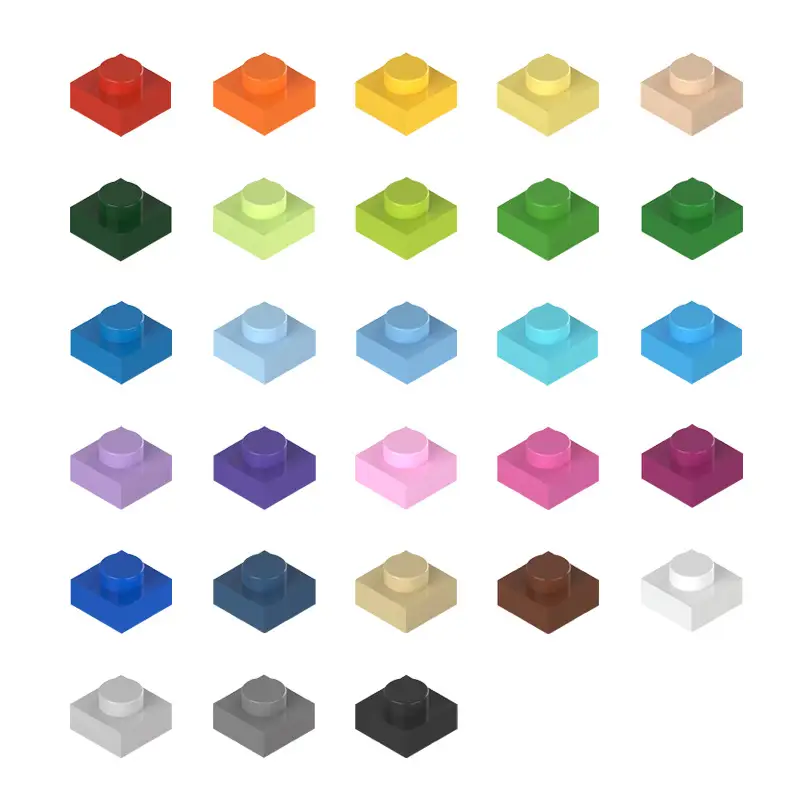 Bulk 1x1 Round and Square Plates Assortment | Multi-Color Lego Compatible Mosaic Pixel Art Bricks