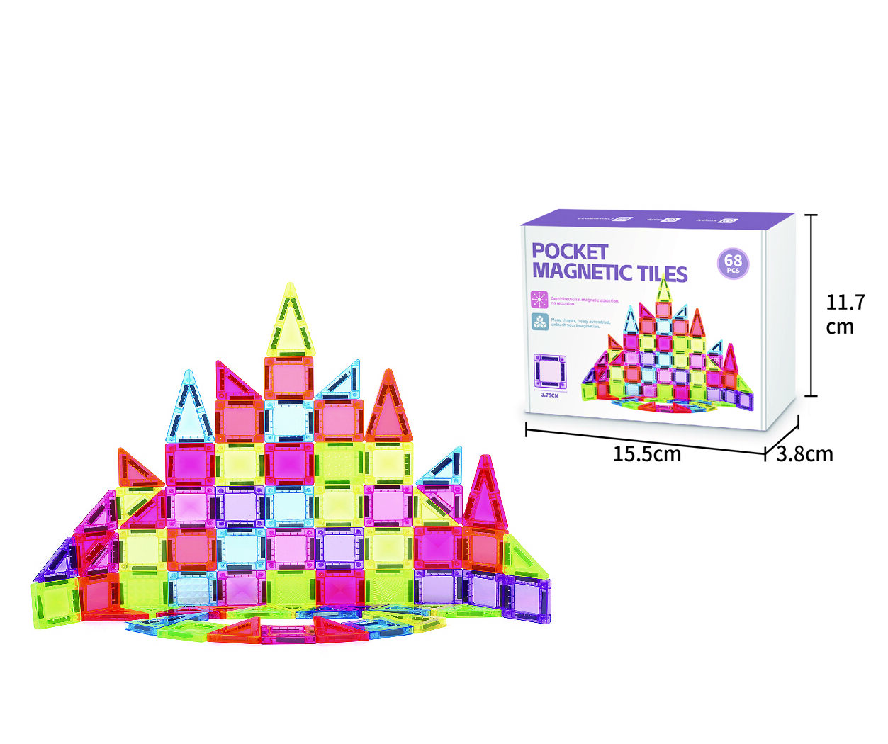 68 Pieces Large Magnetic Construction Blocks