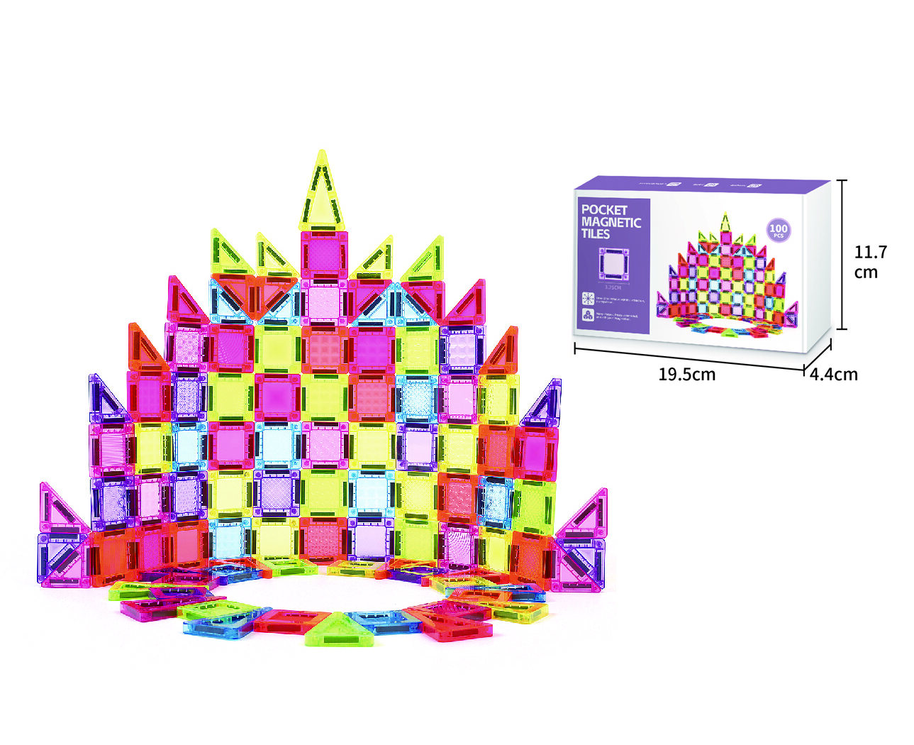 100 Pieces Magnetic STEM Building Tiles