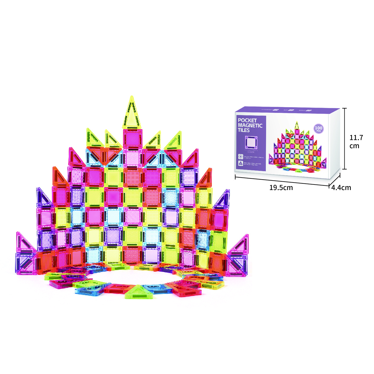 100 Pieces Magnetic STEM Building Tiles