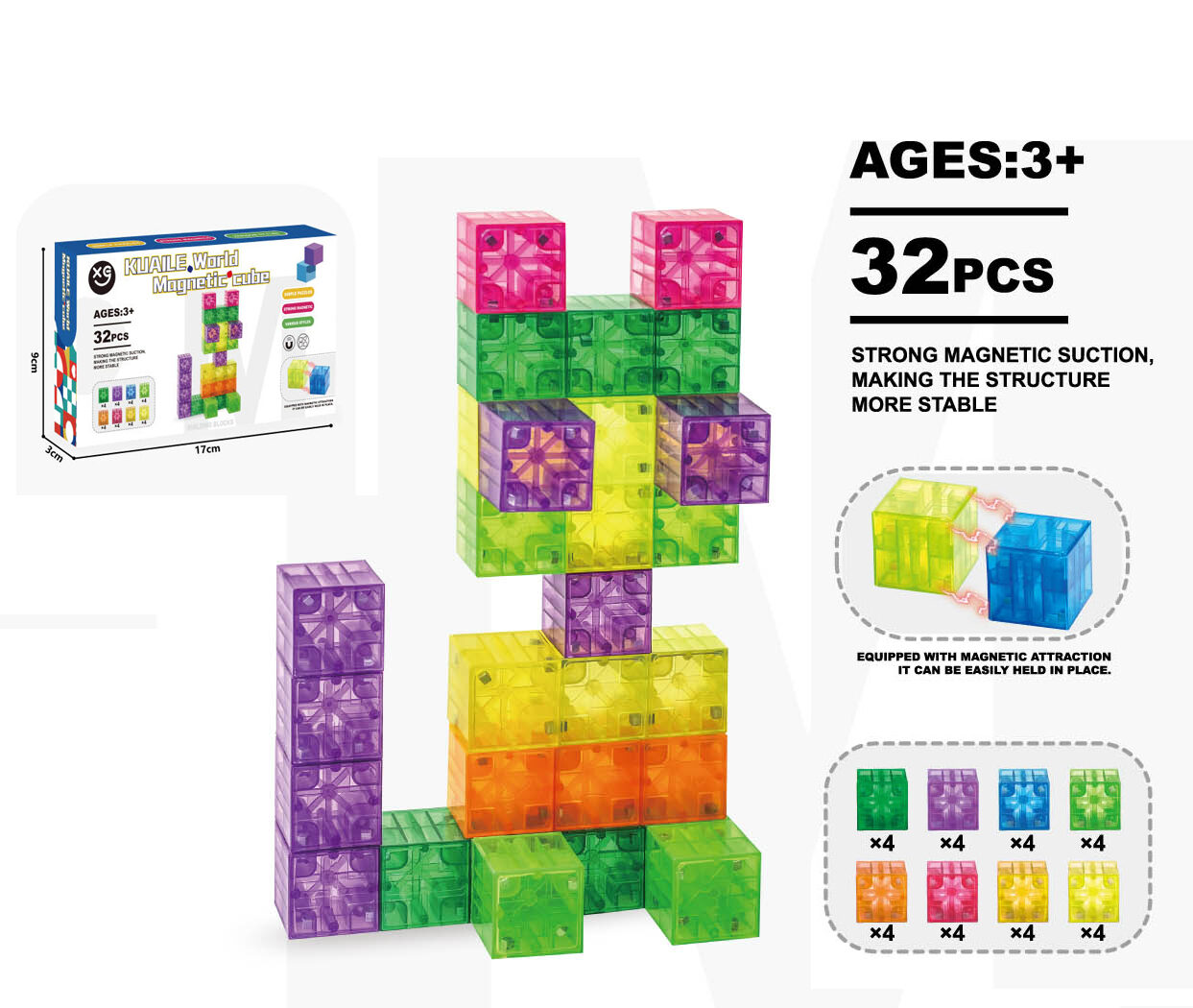 32 Pieces 3D Magnetic Cube Building Blocks