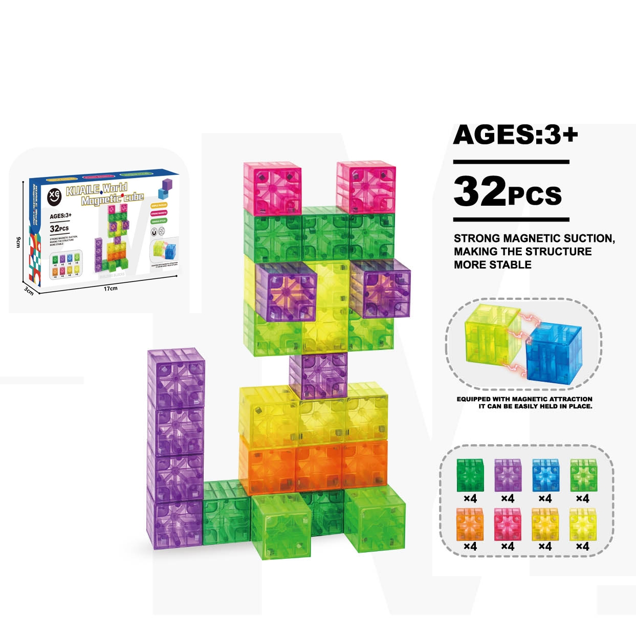 32 Pieces 3D Magnetic Cube Building Blocks