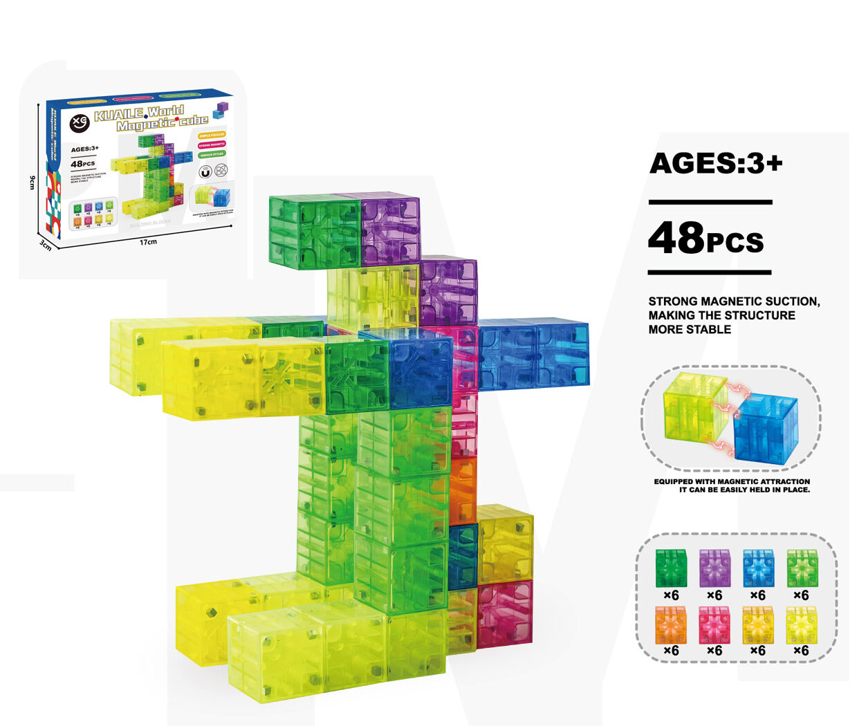 48 Pieces Creative Magnetic Cube Construction Sets