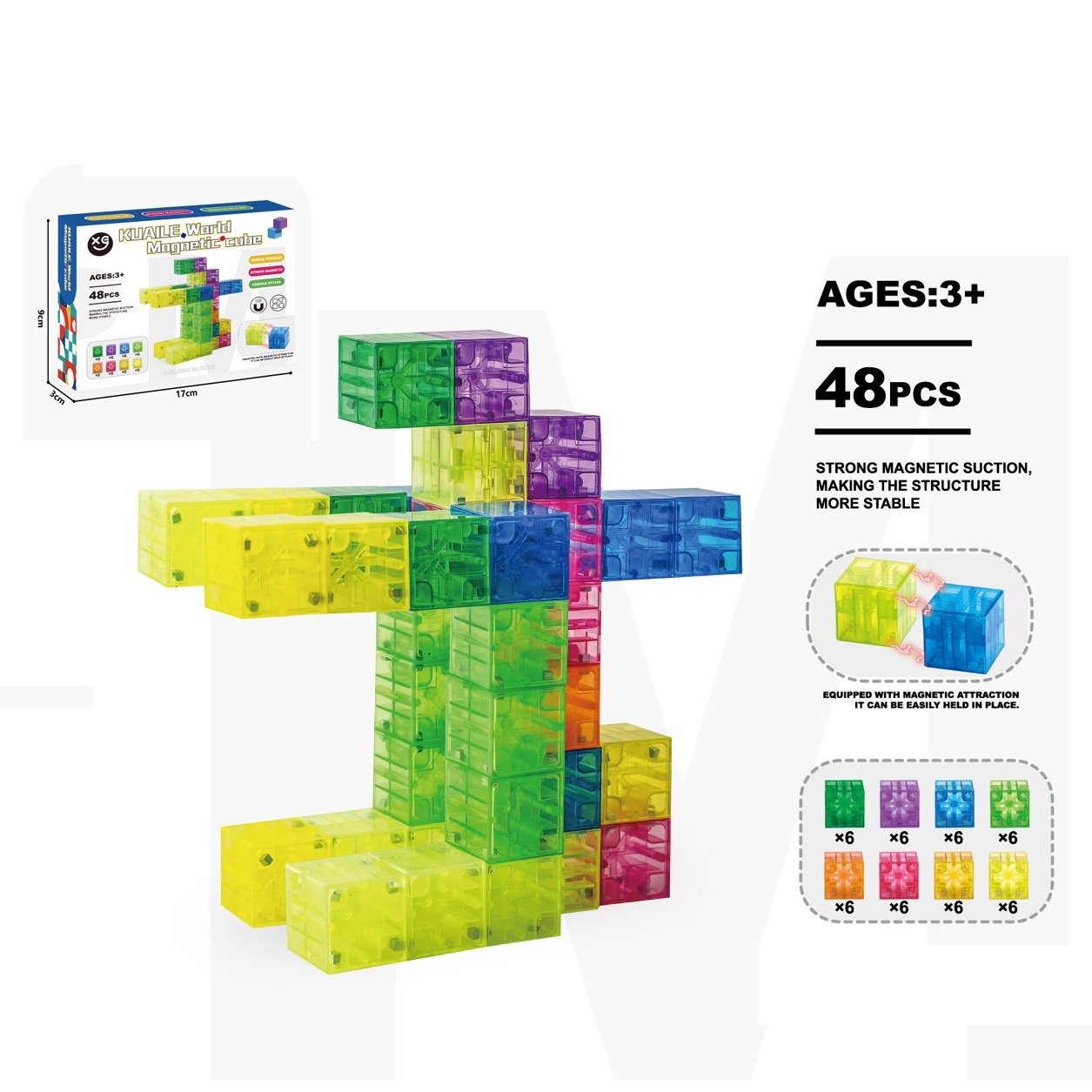 48 Pieces Creative Magnetic Cube Construction Sets