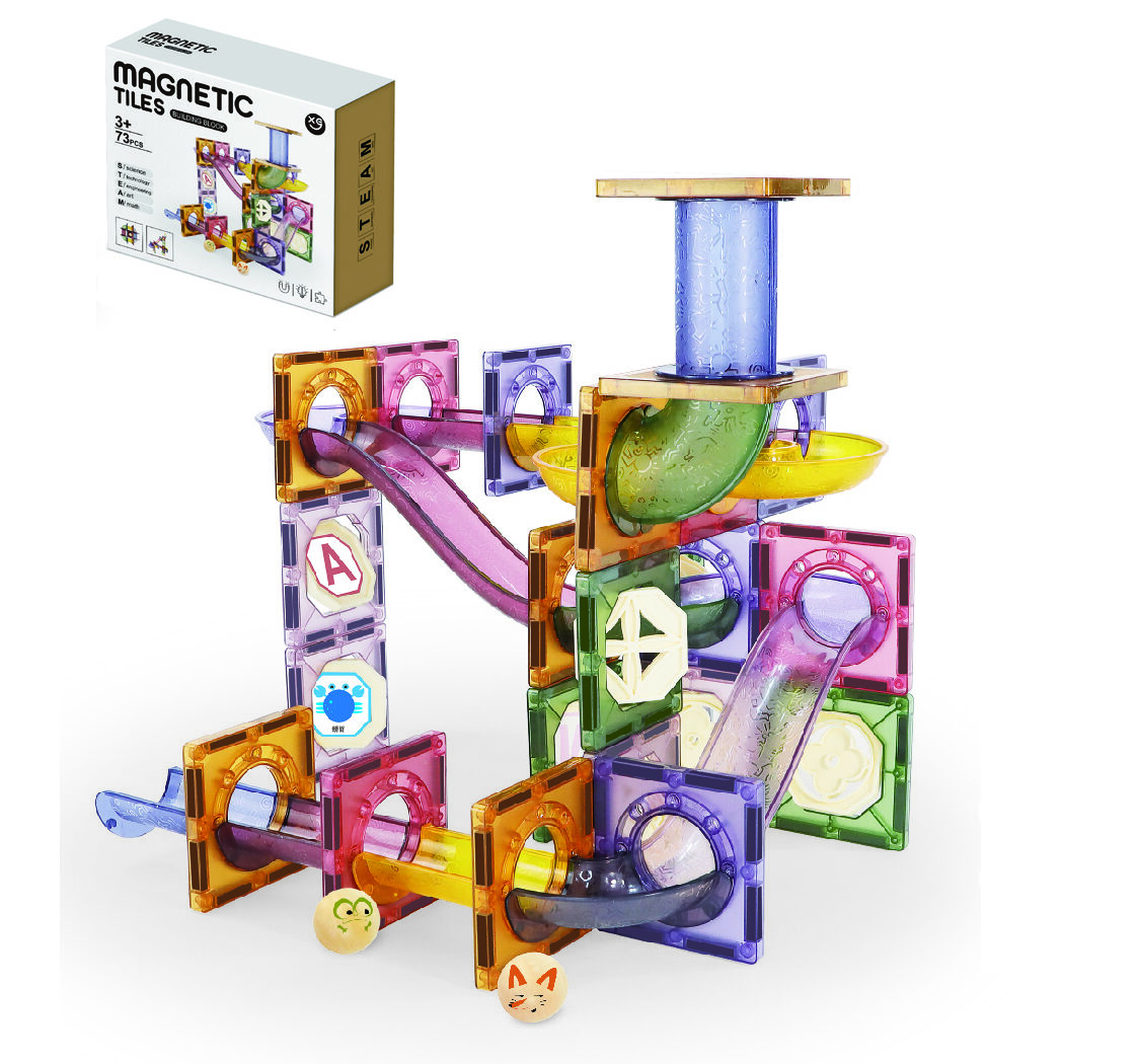 73 Pieces Magnetic Marble Run Building Blocks for STEM Learning
