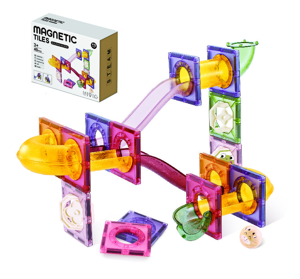 40 Pieces Educational Marble Run Magnetic Tiles Toy Set