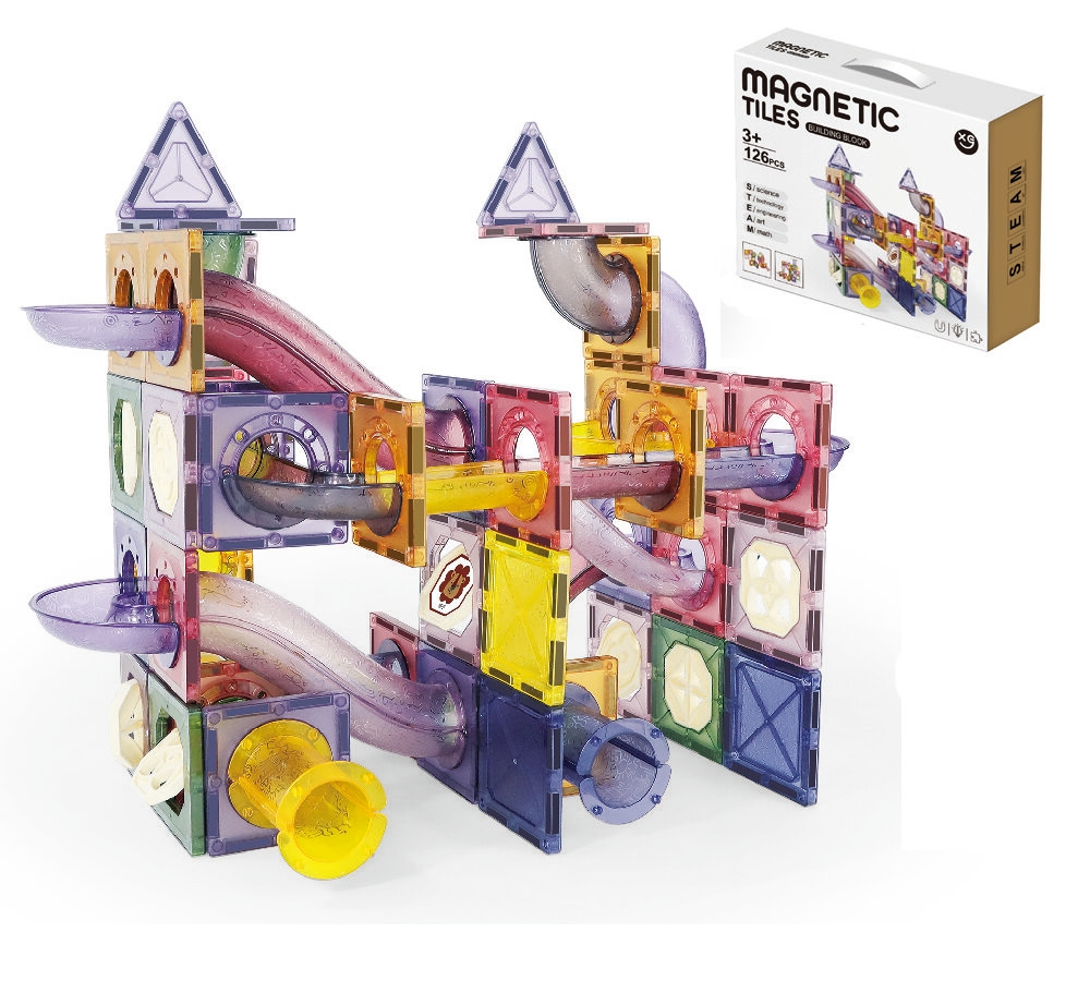 126 Pieces Colorful Marble Run Magnetic Building Blocks