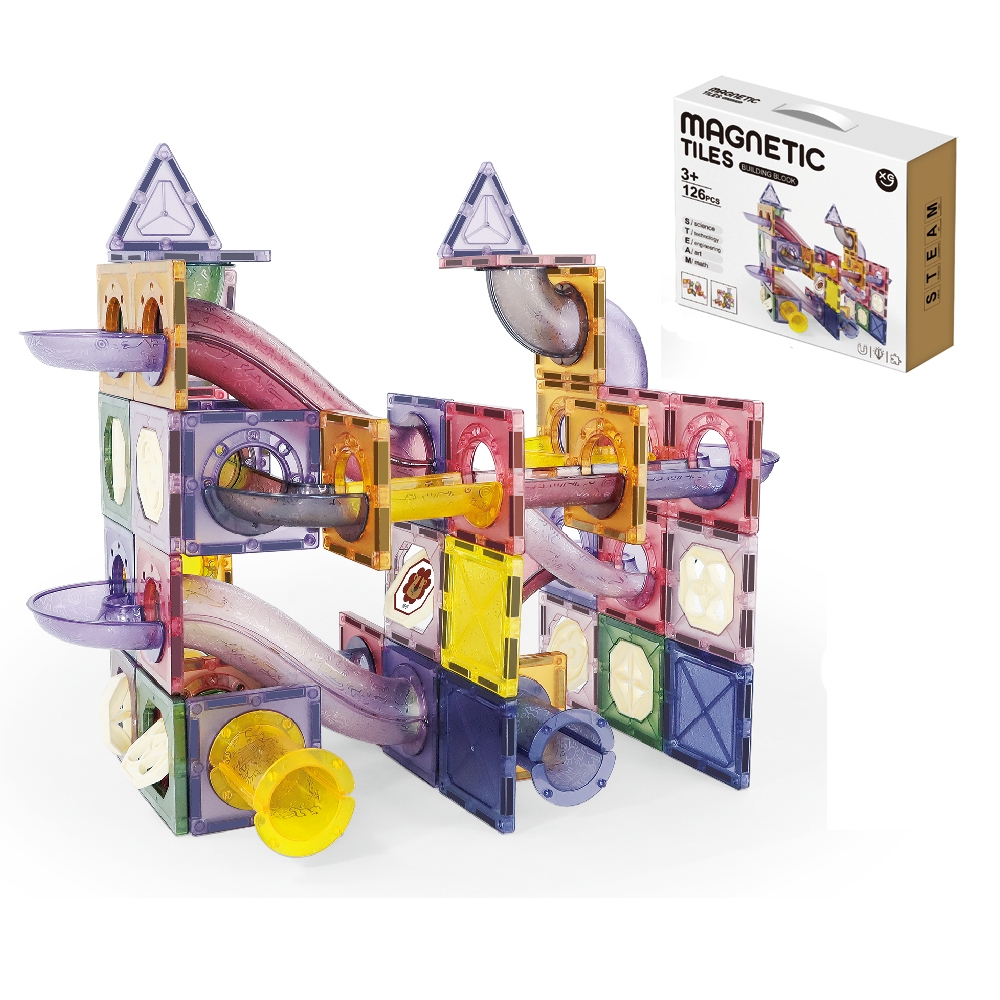 126 Pieces Colorful Marble Run Magnetic Building Blocks