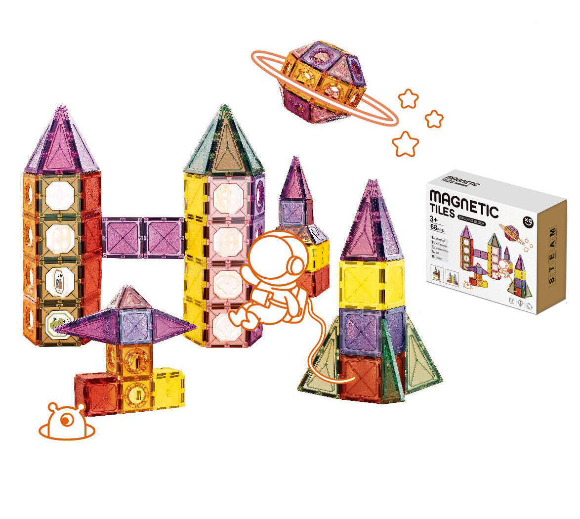 68 Pieces Safe Magnetic Tiles Building Set for Global Wholesale