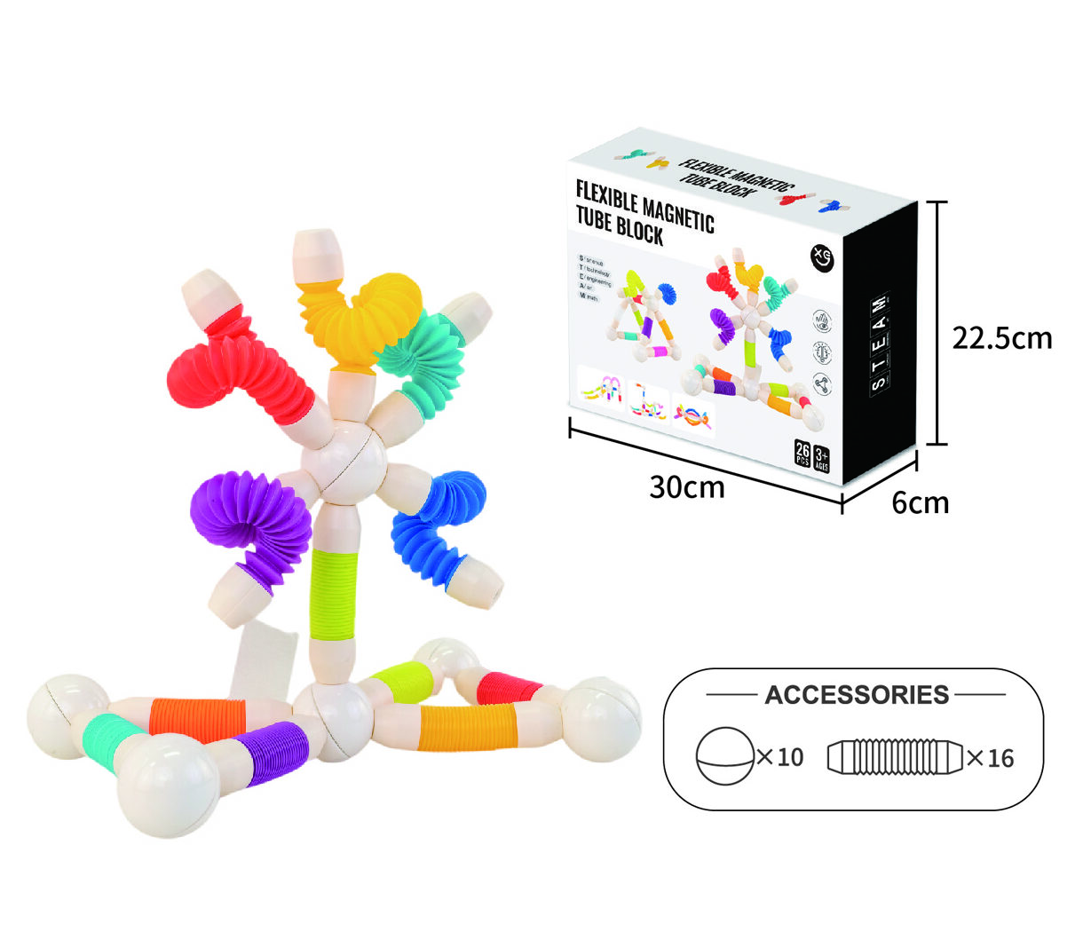 26 Pieces Telescopic Magnetic Building Sticks for Creative Construction
