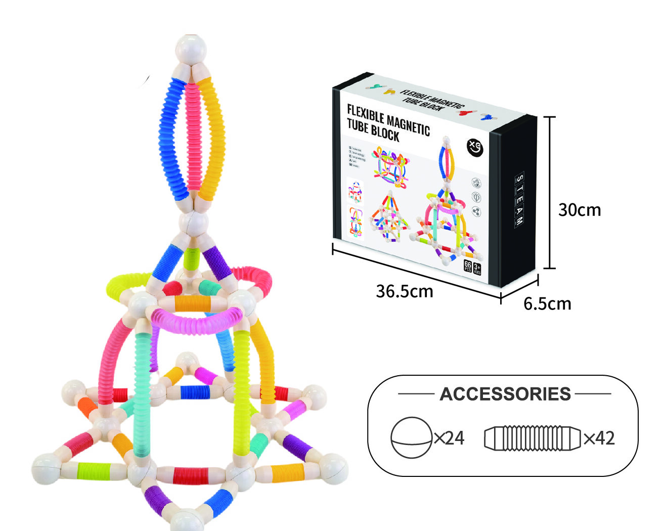 66 Pieces Educational Telescopic Magnetic Sticks Toy Set