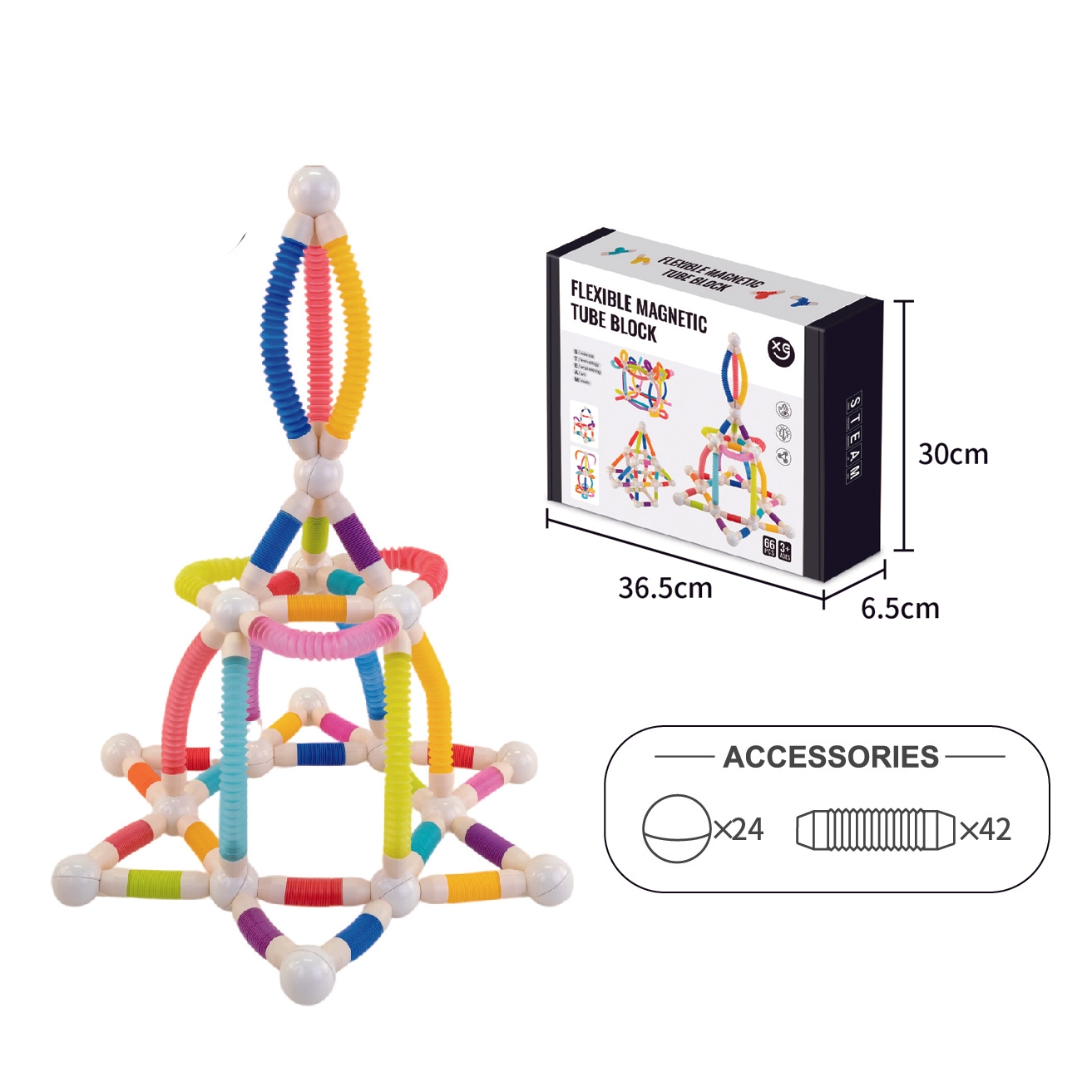 66 Pieces Educational Telescopic Magnetic Sticks Toy Set