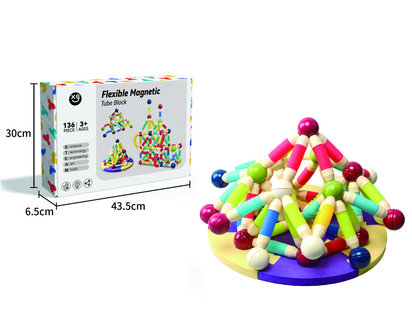 136 Pieces STEM Educational Magnetic Telescopic Building Rods