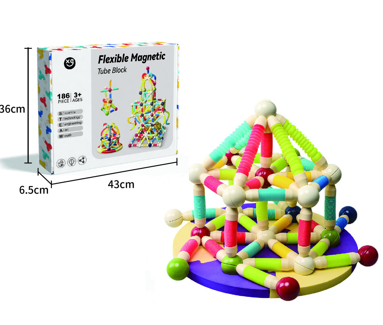 186 Pieces Portable Magnetic Telescopic Building Rods (B2B Wholesale for Travel & Classroom)