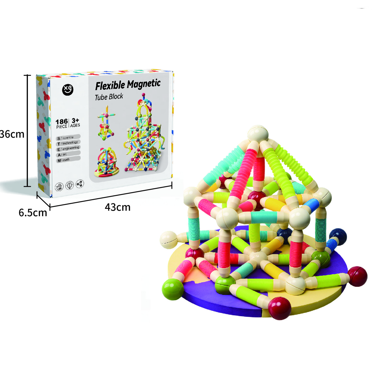 186 Pieces Portable Magnetic Telescopic Building Rods (B2B Wholesale for Travel & Classroom)