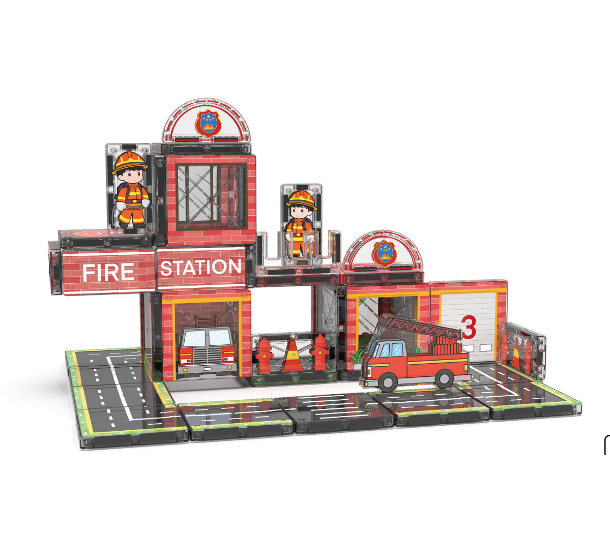 Large Stained Glass Magnetic Tiles-Little Firefighter