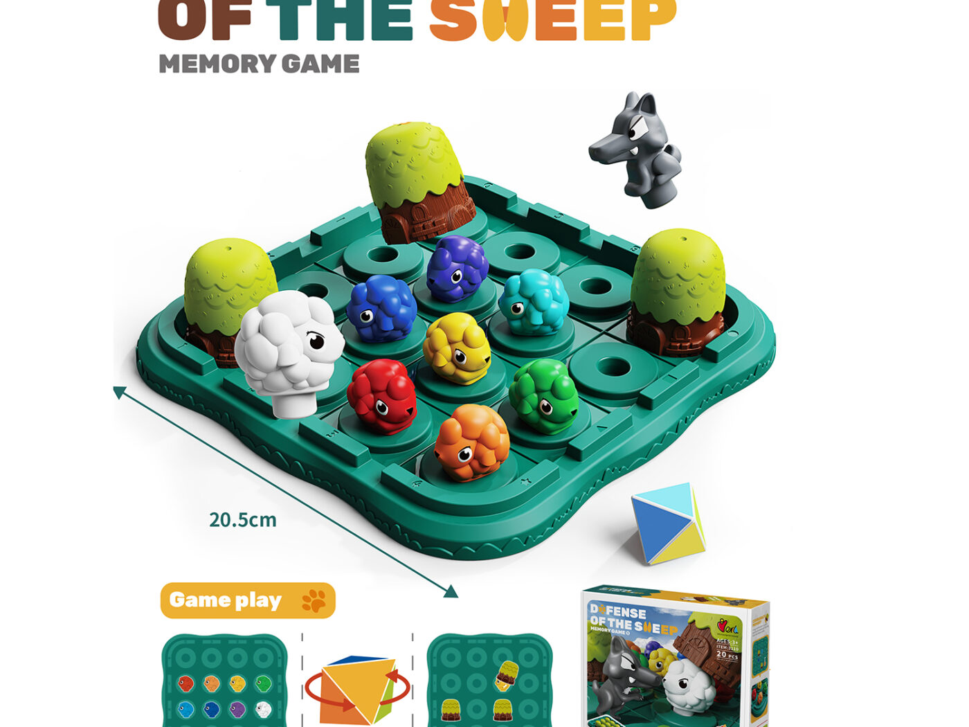 Defense of the Sheep Memory Game - 20 Pcs Basic Educational Table Game with Wolf and Sheep for Kids