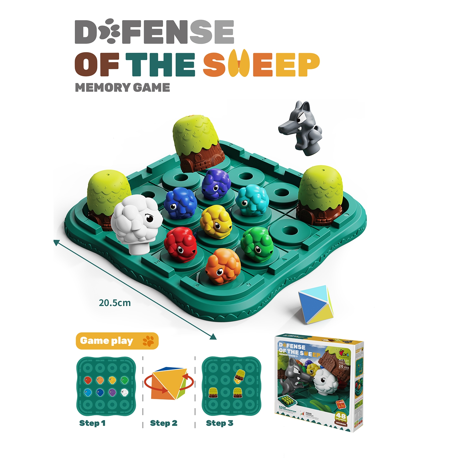 Defense of the Sheep Memory Game - 20 Pcs Basic Educational Table Game with Wolf and Sheep for Kids
