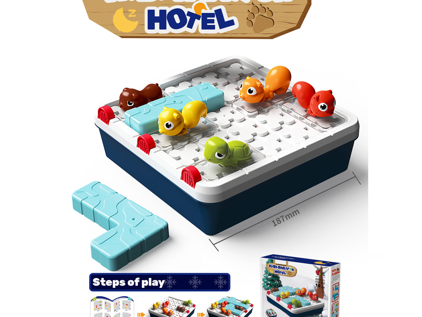 Hibernation Hotel Path Planning Game - 10 Pcs Sliding Block Logic Puzzle for Preschoolers & Kids