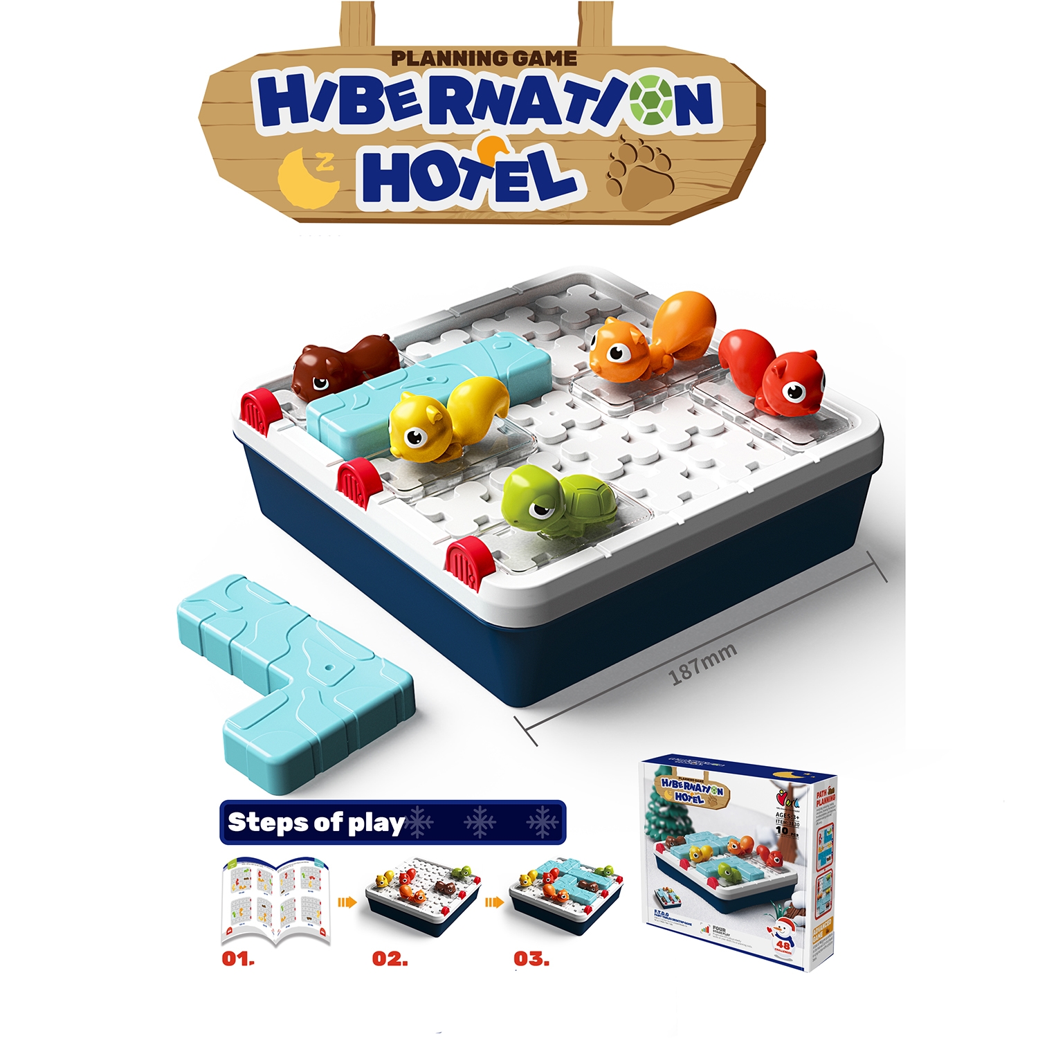 Hibernation Hotel Path Planning Game - 10 Pcs Sliding Block Logic Puzzle for Preschoolers & Kids