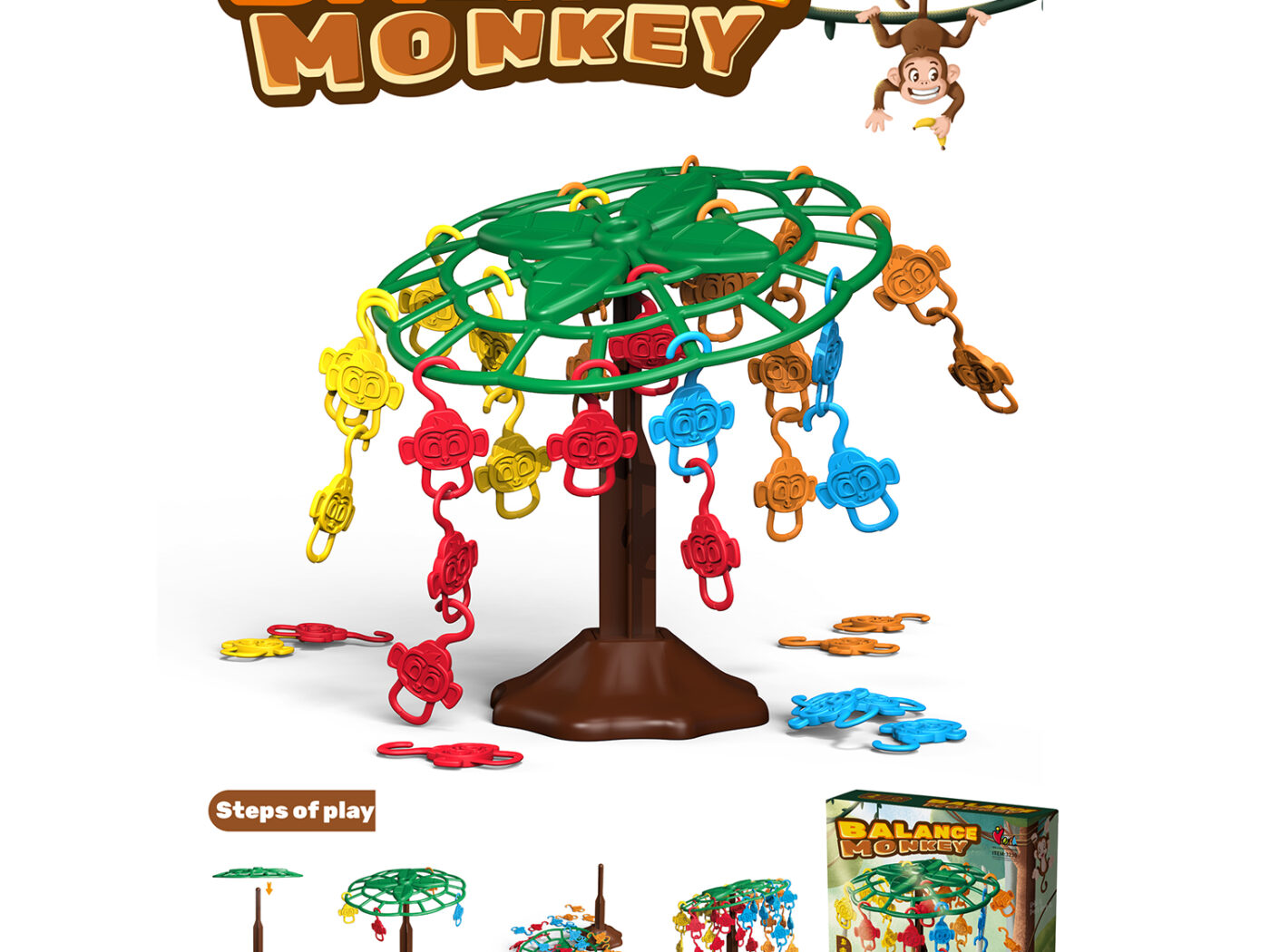 Balance Monkey Tree Math Scale Game - Fine Motor Stack & Balance Educational Physics Toy for Toddlers