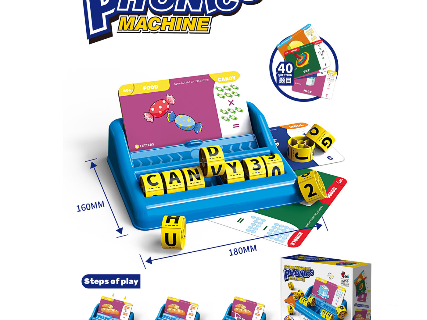 Enlightenment Phonics Interactive Learning Machine - Audio Flashcards Alphabet & Word Electronic Talking Toy