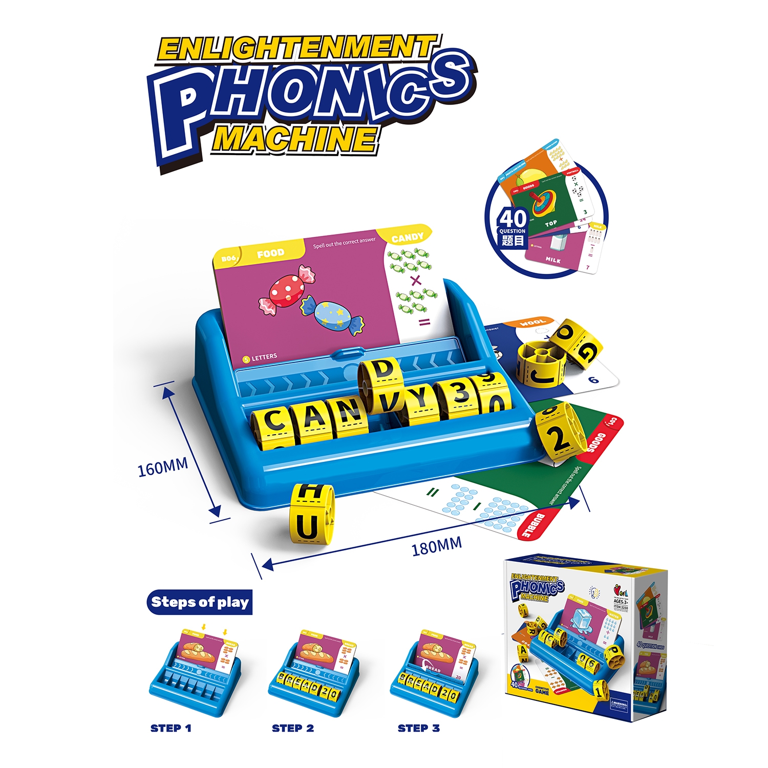 Enlightenment Phonics Interactive Learning Machine - Audio Flashcards Alphabet & Word Electronic Talking Toy