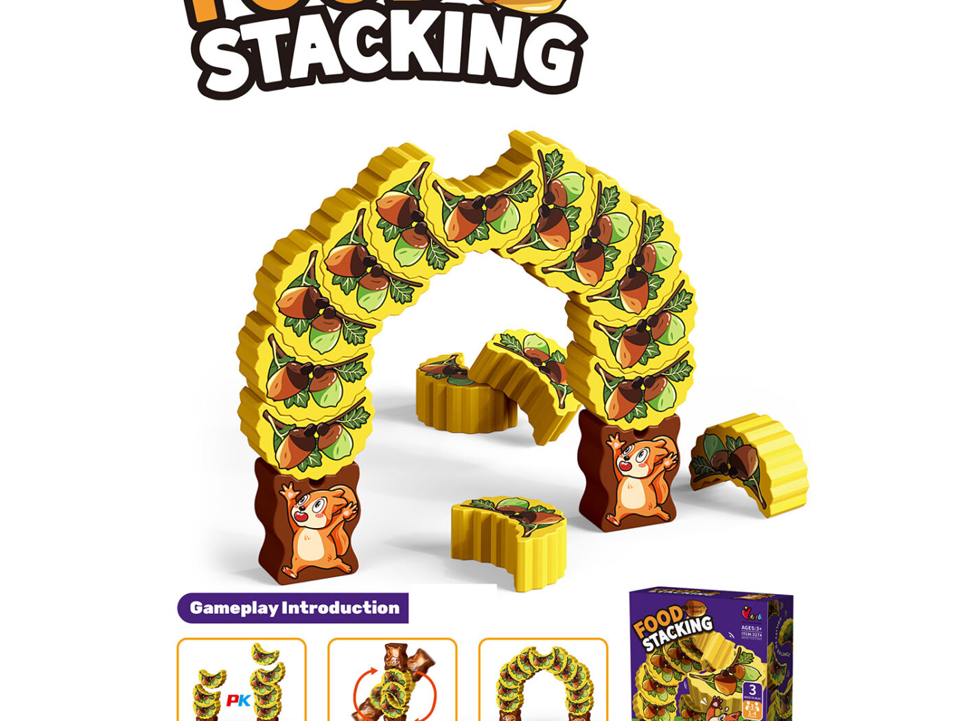 Nuts and Squirrels Balance Stacking Block Game - Spatial Logic Sensory Sorting Toy for Toddlers