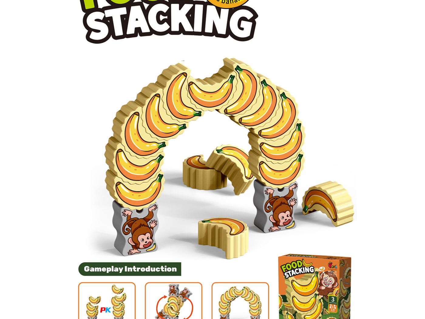 Monkey and Banana Balance Stacking Toy - Playful Gravity & Weight Early Math Physics Game for Kids