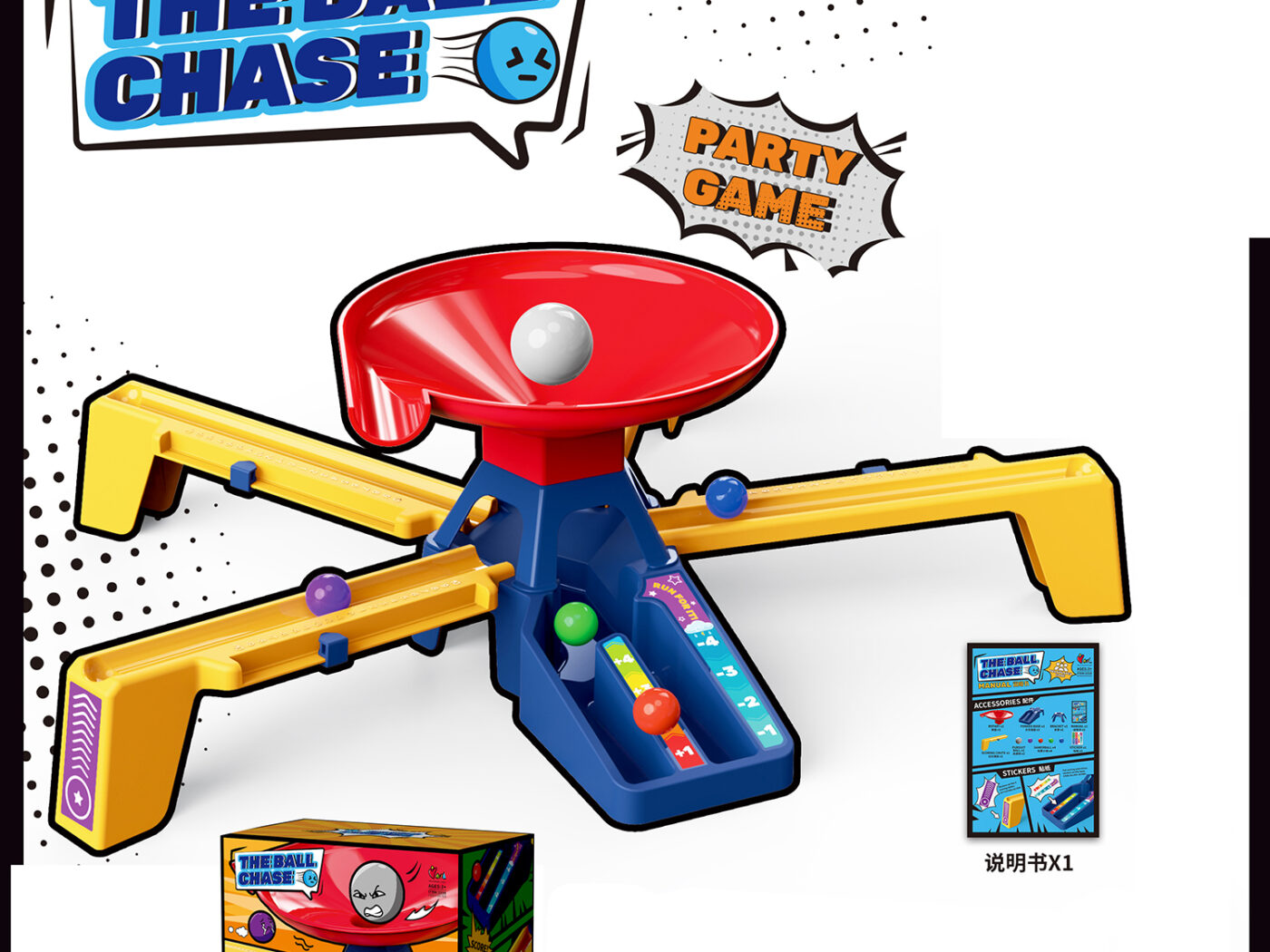 The Ball Chase Family Game 3310 | 4-Player Tabletop Marble Race Board Game | High-Speed Hand-Eye Coordination Action Party Game for Kids & Adults