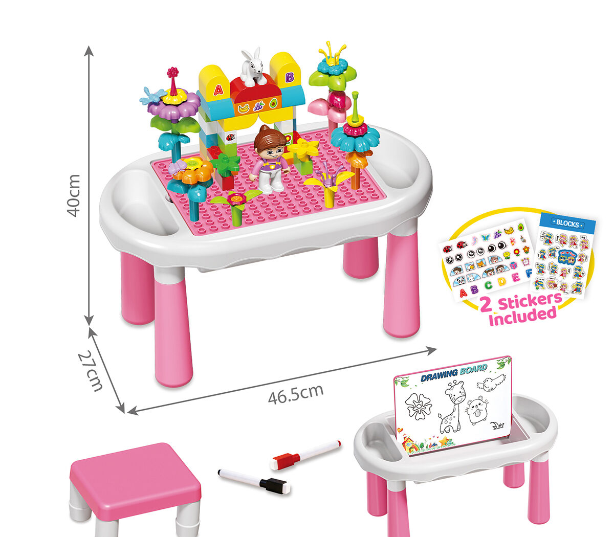 DIY Zoo Animal Building Block Activity Table Set for Wholesale
