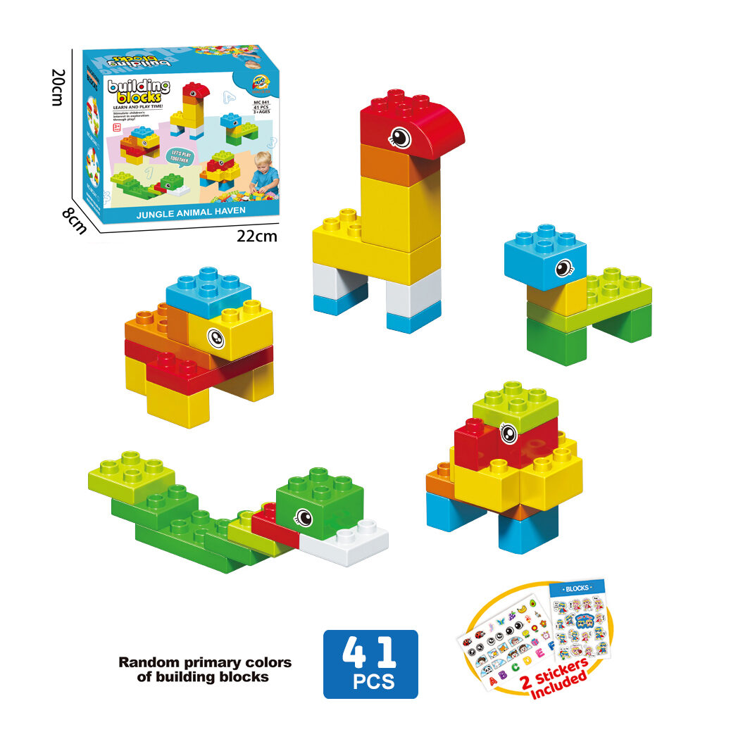 Bulk Safari Jungle Animal Park Large Block Construction Toy Set