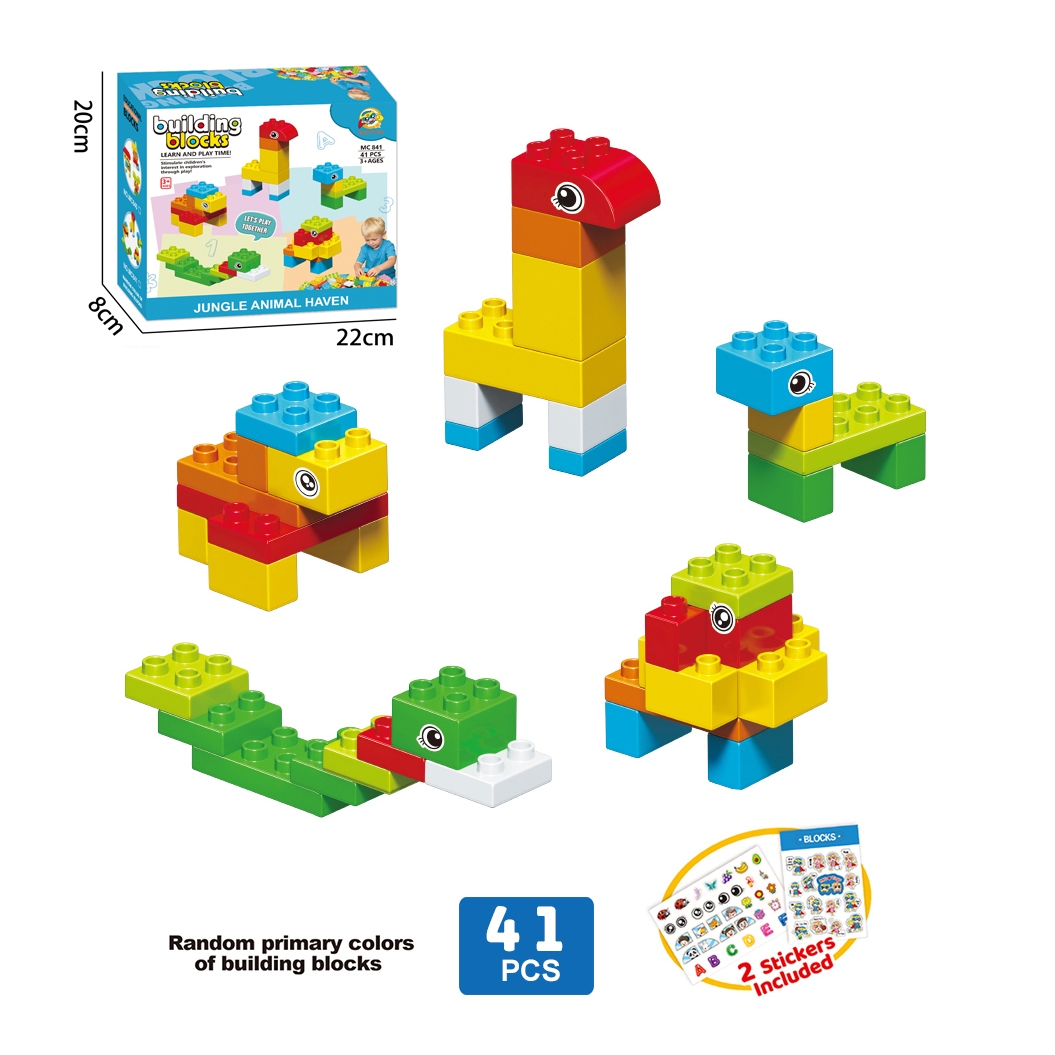 Bulk Safari Jungle Animal Park Large Block Construction Toy Set