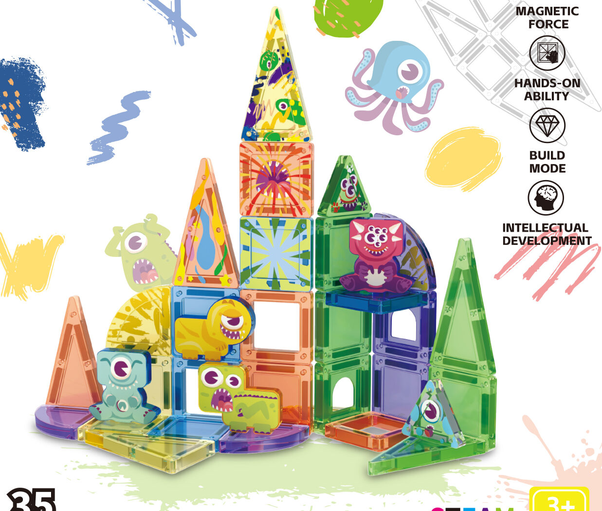 fantasy monster squad mini magnetic blocks 35pcs