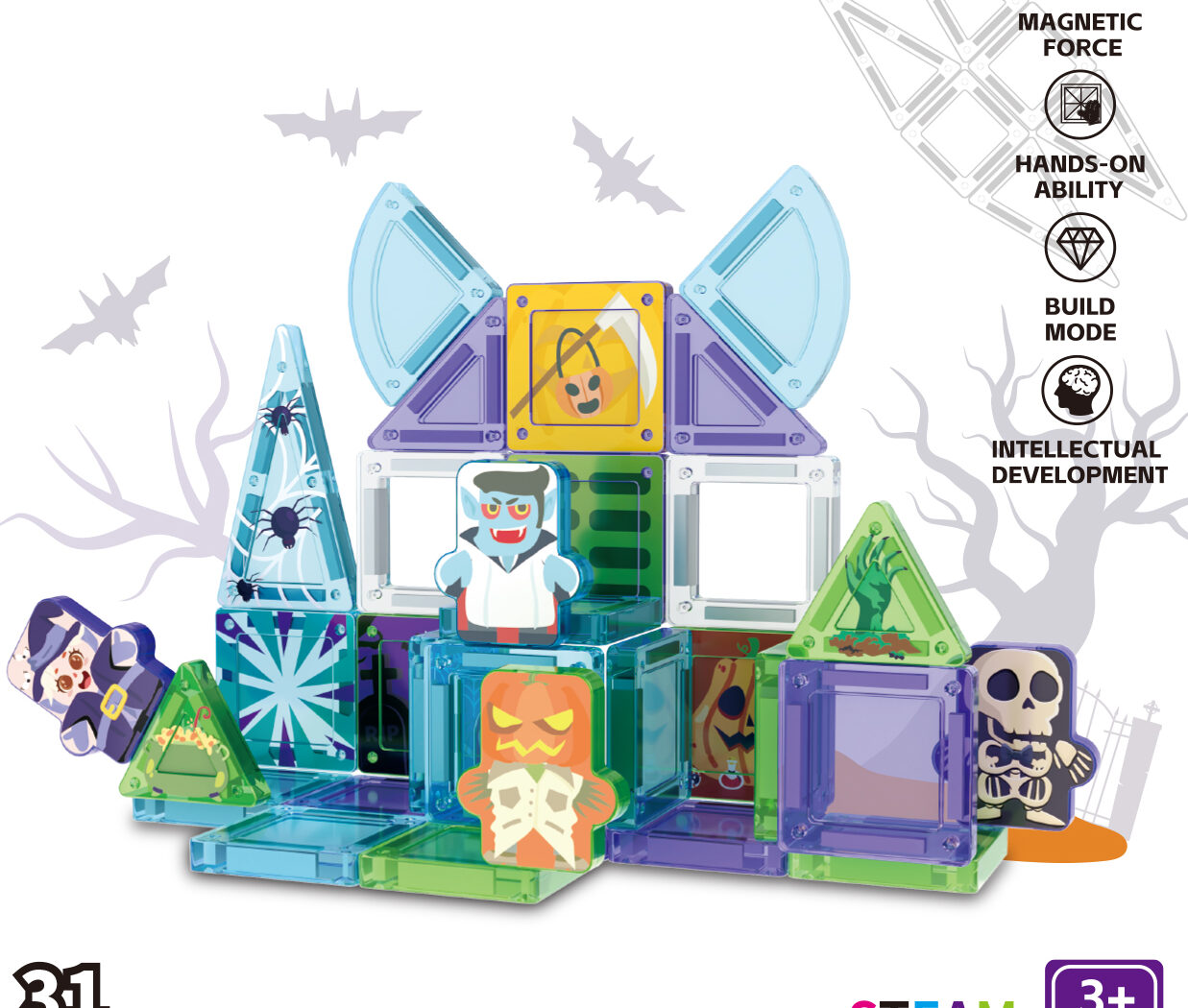 quirky monsters imaginative magnetic construction kit 31pcs