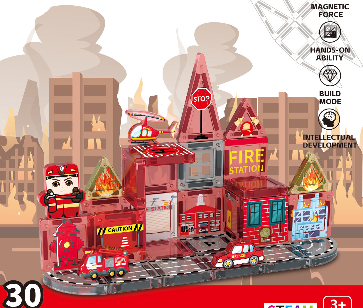 fire department heroic rescue magnetic toys 30pcs