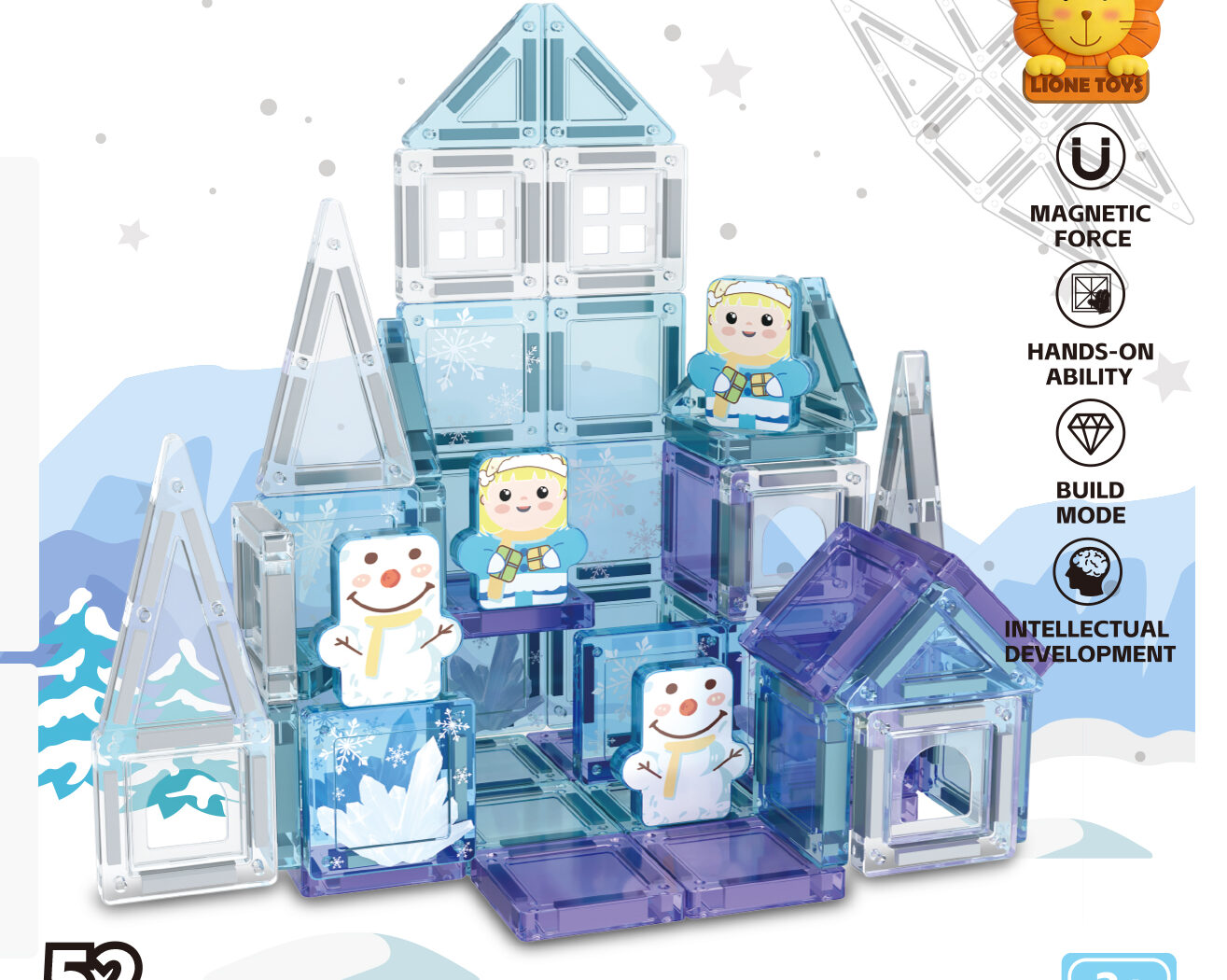 grand winter wonderland snowman magnetic castle 52pcs