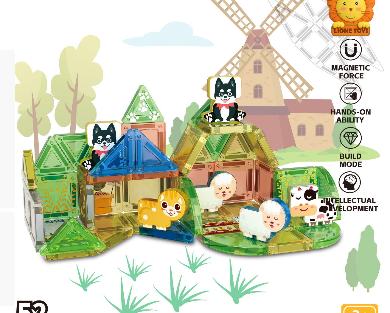 woodland forest animals deluxe magnetic building set 52pcs