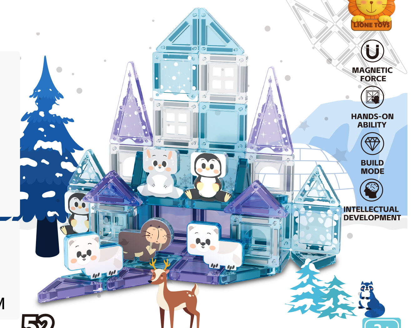 arctic ice snow animals deluxe magnetic tiles 52pcs