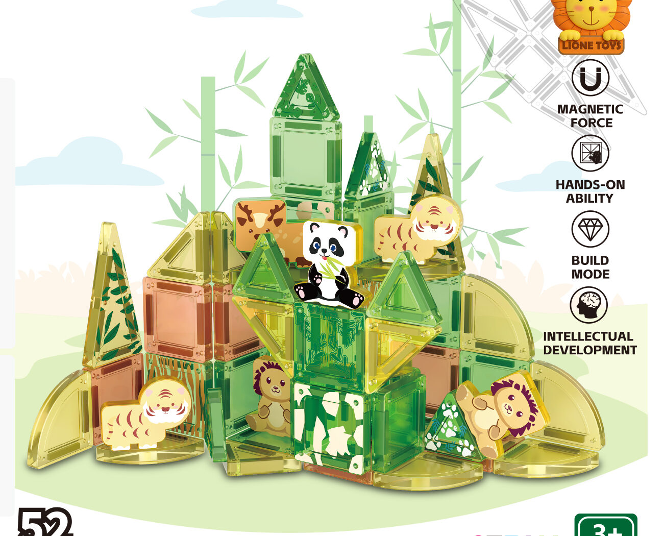 deluxe farm animal friends magnetic building kit 52pcs