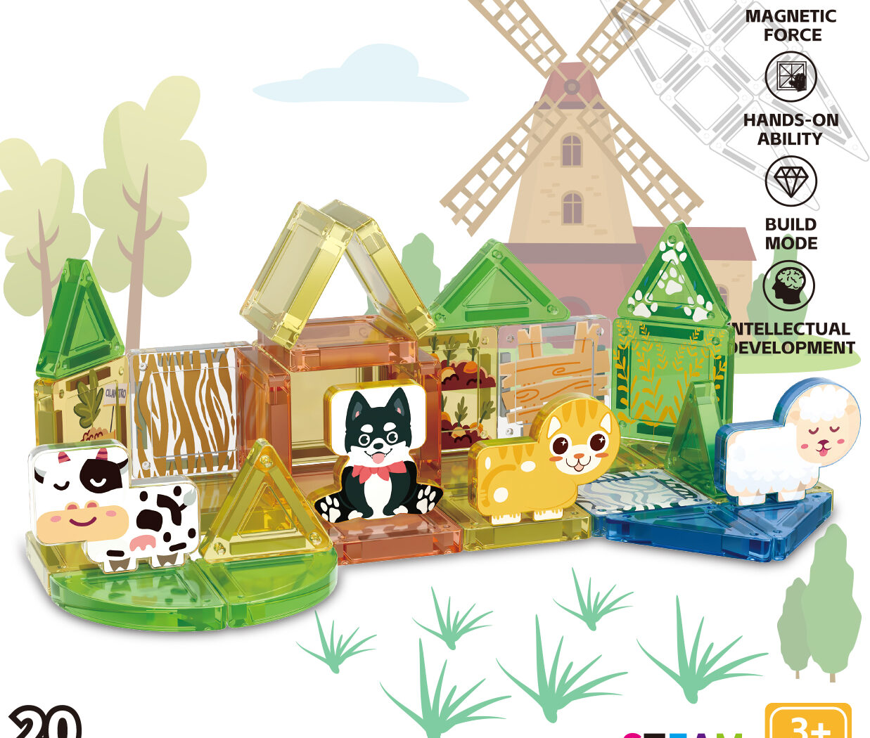 farm animal magnetic travel toys 20pcs