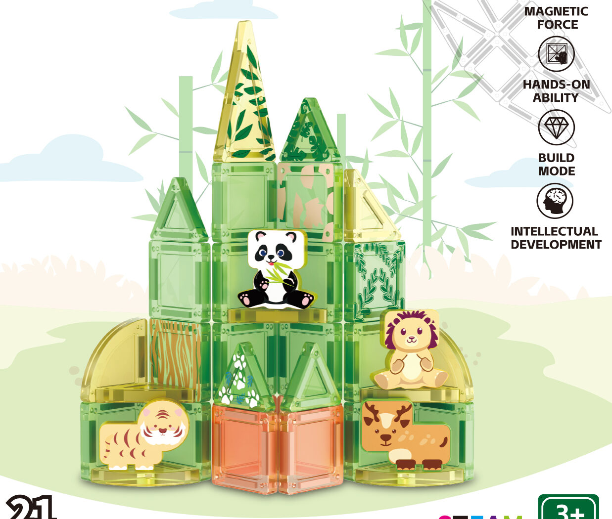 woodland forest animals pocket magnetic blocks 21pcs