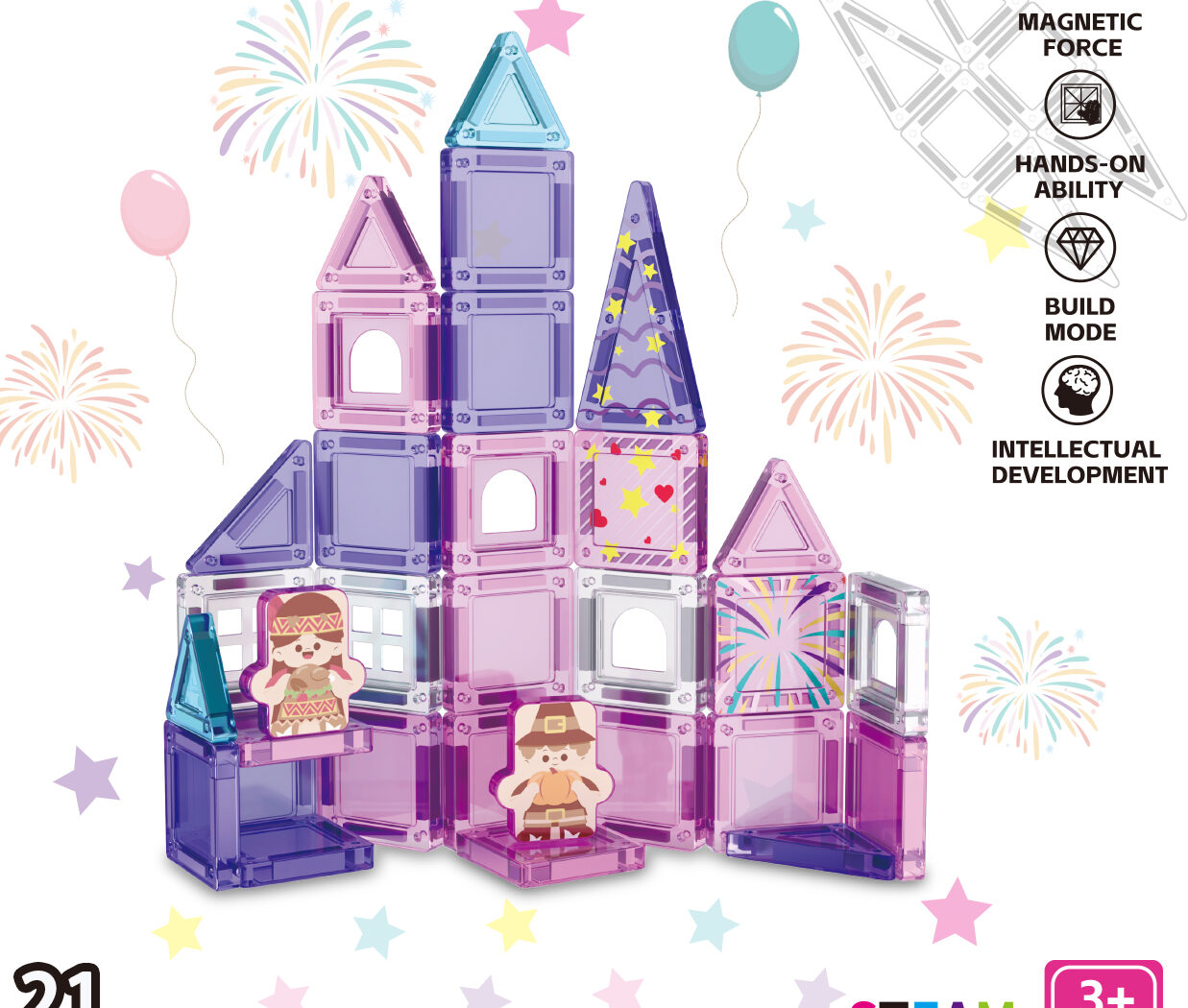 mini magnetic princess playset pink castle 21pcs