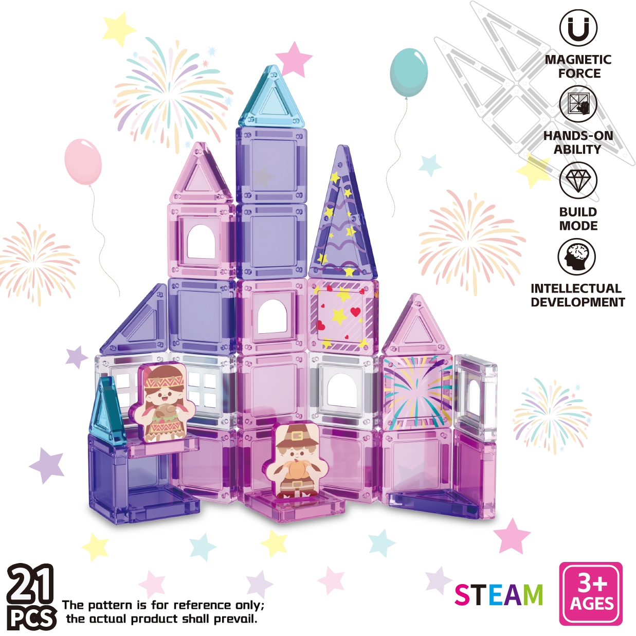 mini magnetic princess playset pink castle 21pcs
